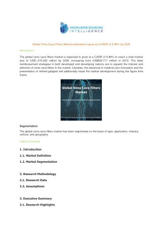 Global Vena Cava Filters Market estimated to grow at a CAGR of 6.89% by 2026