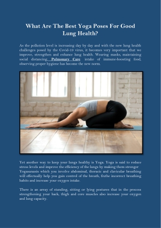 What Are The Best Yoga Poses For Good Lung Health