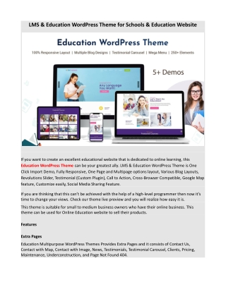 LMS & Education WordPress Theme for Schools & Education Website