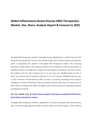 Global Inflammatory Bowel Disease (IBD) Therapeutics Market