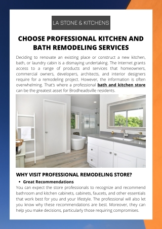 Choose Professional Kitchen and Bath Remodeling Services