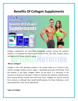 Benefits Of Collagen Supplements