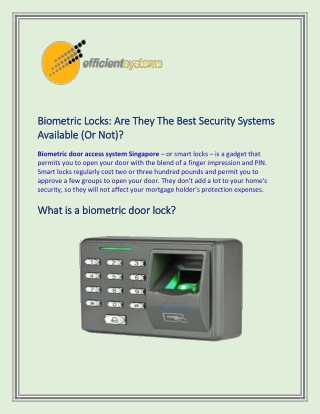 Biometric locks: Are they the best security systems available (or not)?