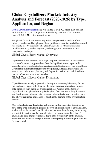 Global Crystallizers Market