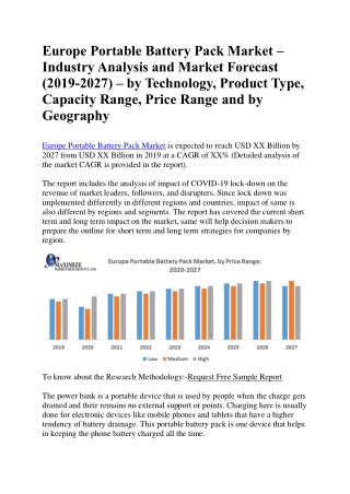 Europe Portable Battery Pack Market