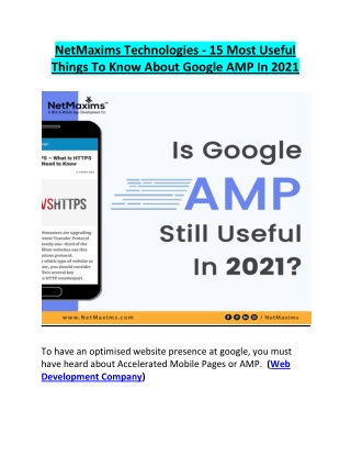 NetMaxims - 15 Useful Things To Know About Google AMP in 2021