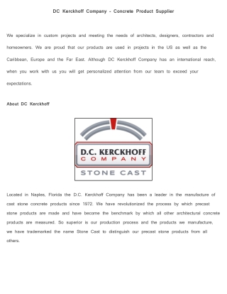 DC Kerckhoff Company - Concrete Product Supplier