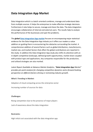 Data integration app Market Study: An Emerging Hint of Opportunity