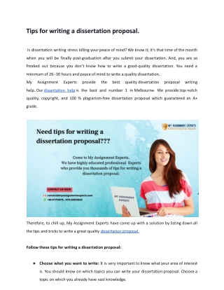 Tips for writing Dissertation proposal.