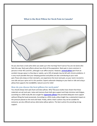 What is the Best Pillow for Neck Pain in Canada
