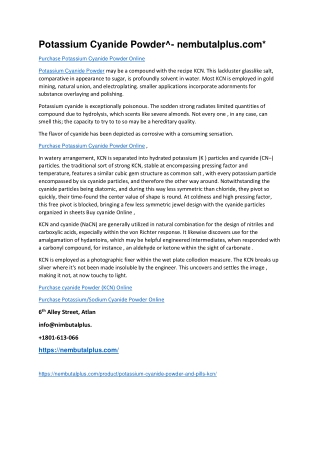 Potassium Cyanide Powder^- nembutalplus.com