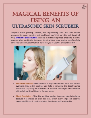 Magical Benefits of Using an Ultrasonic Skin Scrubber