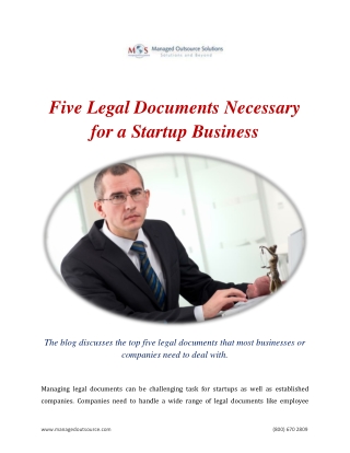 Five Legal Documents Necessary for a Startup Business