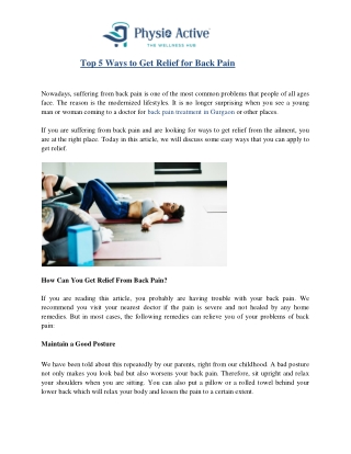 Physio -  - -Article - Top 5 Ways to Get Relief for Back Pain-2