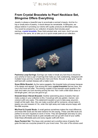 From Crystal Bracelets to Pearl Necklace Set, Blingvine Offers Everything