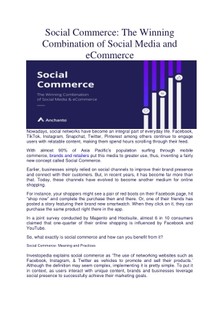 Social Commerce: The Winning Combination of Social Media and eCommerce