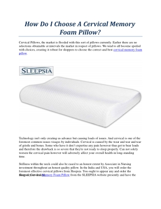 How Do I Choose A Cervical Memory Foam Pillow