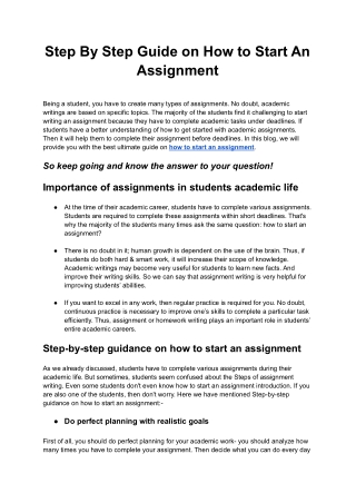 Step By Step Guide on How to Start An Assignment
