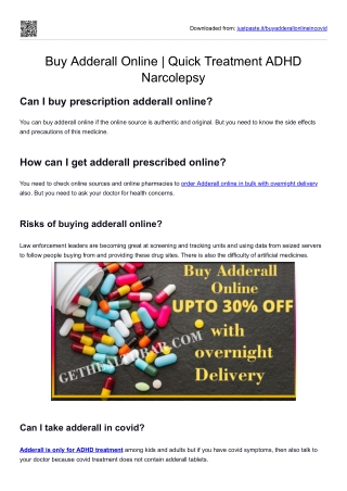 Buy Adderall Online  Quick Treatment ADHD Narcolepsy