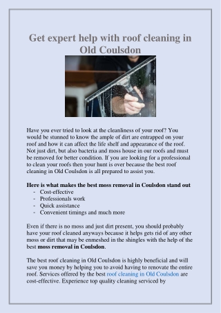 Get expert help with roof cleaning in Old Coulsdon