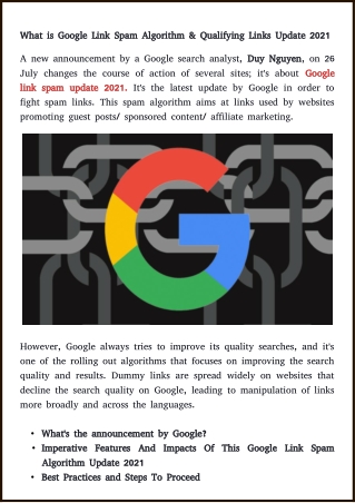 Important Information About Google Link Spam Update 2021