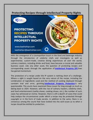 Protecting Recipes through Intellectual Property Rights