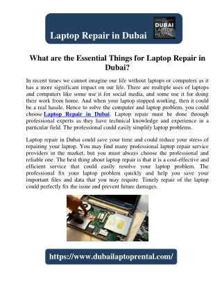 What are the Essential Things for Laptop Repair in Dubai?