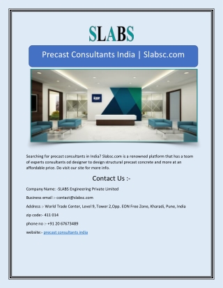 Precast Consultants India | Slabsc.com