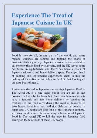 Experience The Treat of Japanese Cuisine In UK
