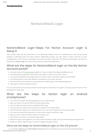 Norton Login | Step For Norton Account Creation To Recovering It - Threat Protec