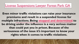 License Suspensions Lawyer Forest Park GA