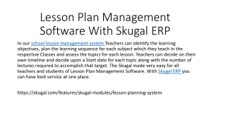 Lesson Plan Management Software With Skugal ERP