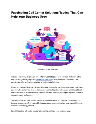 Fascinating Call Center Solutions Tactics That Can Help Your Business Grow