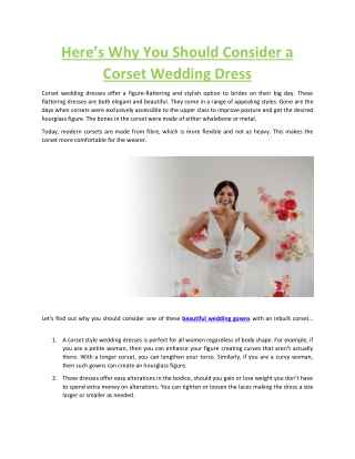 Here’s Why You Should Consider a Corset Wedding Dress