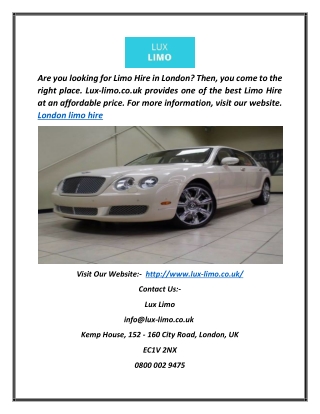 London Limo Hire | lux-limo.co.uk