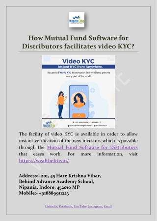 How Mutual Fund Software for Distributors facilitates video KYC