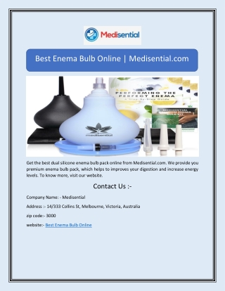 Best Enema Bulb Online | Medisential.com