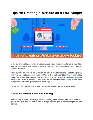 Tips for Creating a Website on a Low Budget