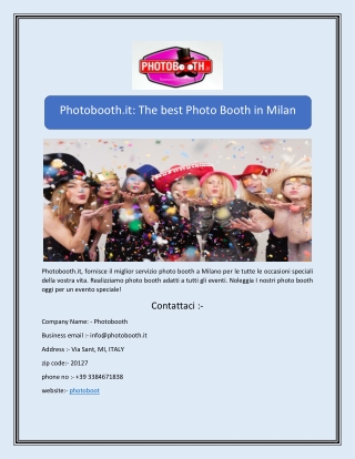 Photobooth.it: The best Photo Booth in Milan