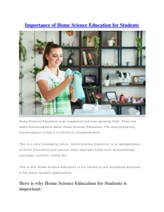Importance of Home Science Education for Students