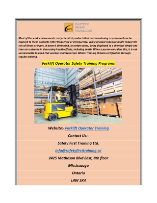 Forklift Operator Safety Training Programs