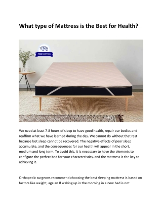 What type of Mattress is the Best for Health?