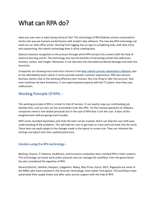 What can RPA do?