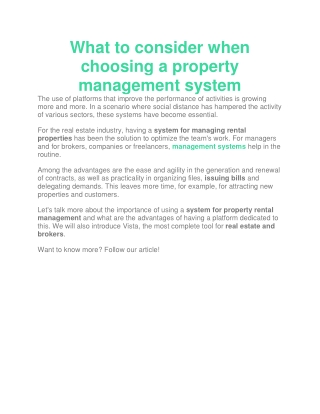 What to consider when choosing a property management system