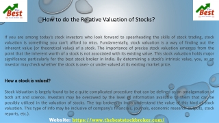 How to do the Relative Valuation of Stocks