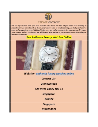 Buy Authentic Luxury Watches Online