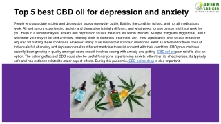 Top 5 best CBD oil for depression and anxiety