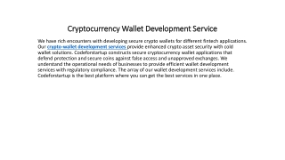 Cryptocurrency wallet development service