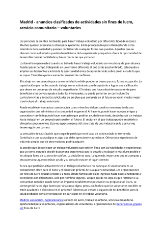 Madrid -sin fines de lucro, servicio comunitario – voluntaries