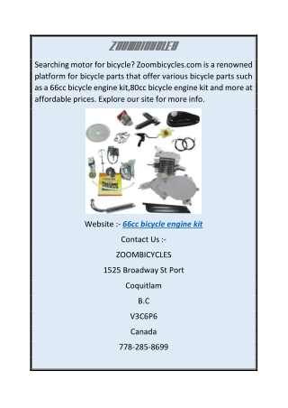 66cc Bicycle Engine Kit  Zoombicycles.com